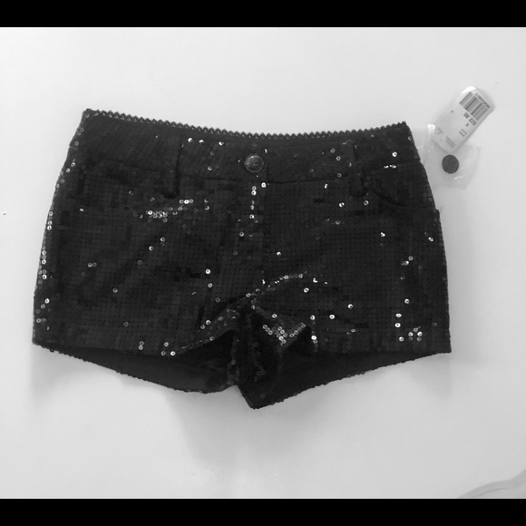 black sequin shorts